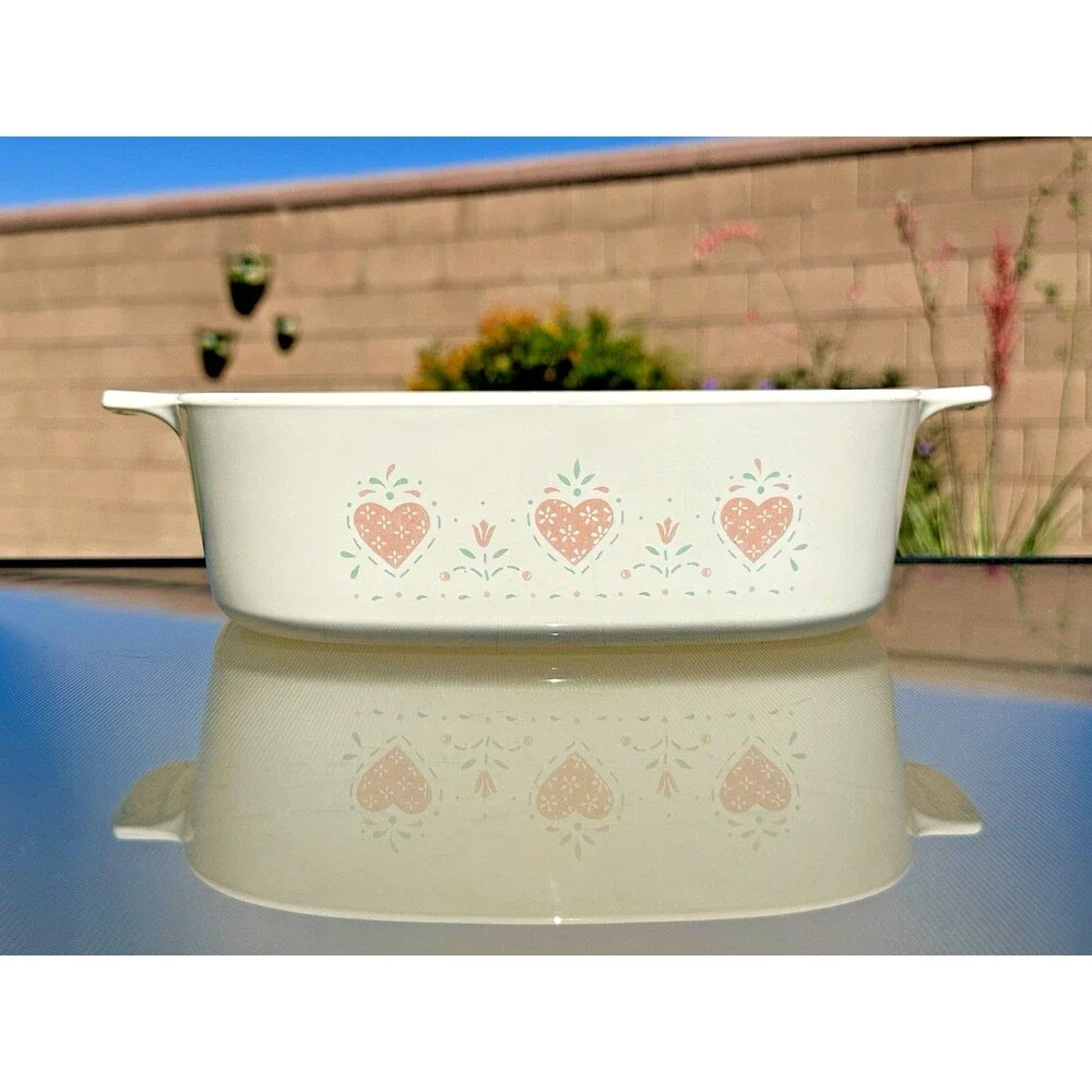 Corning Ware Forever Yours 2L Liter Casserole Dish Hearts A-2-B NO Lid Vintage